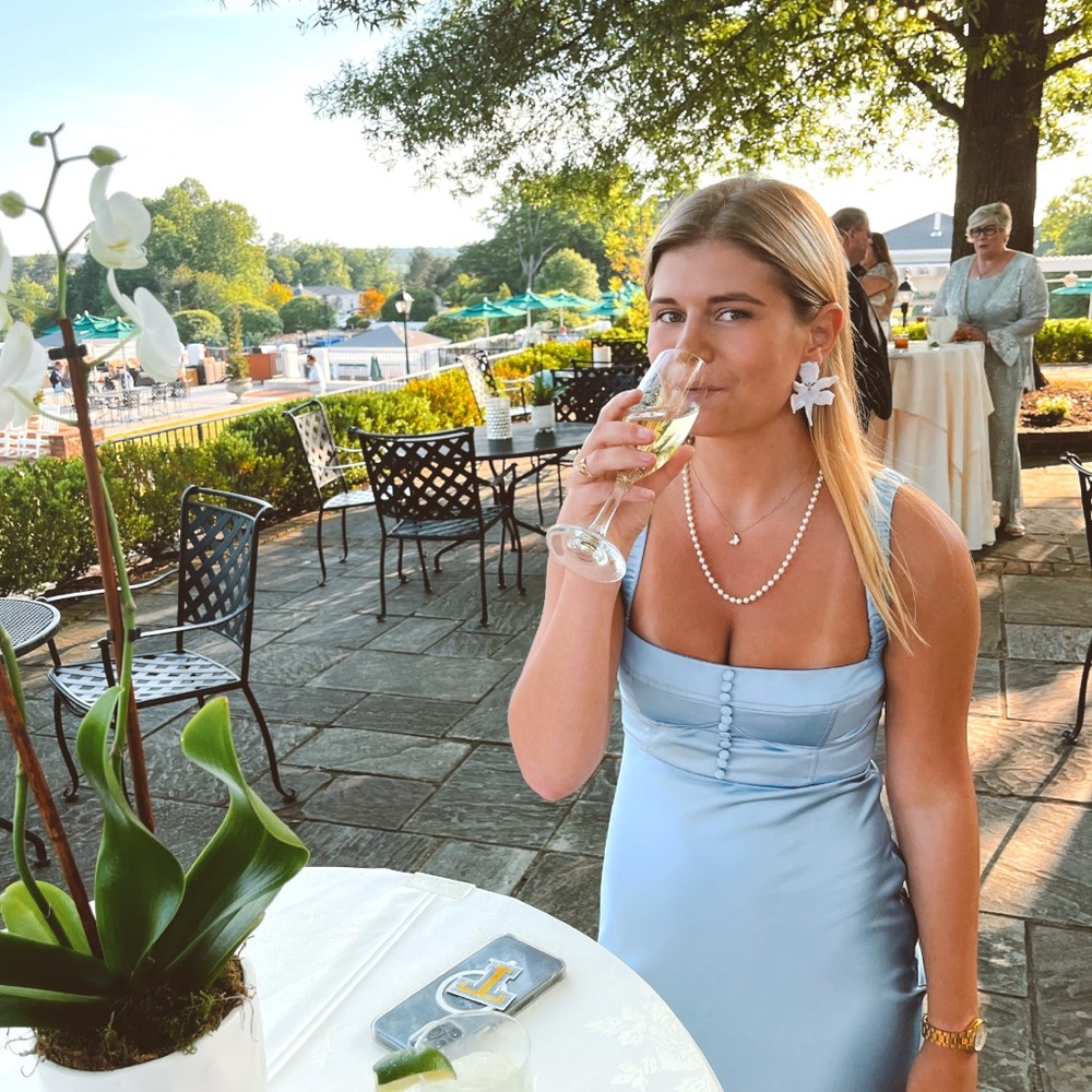 Anna October Blue Satin Midi Dress - Picture 3 of 4